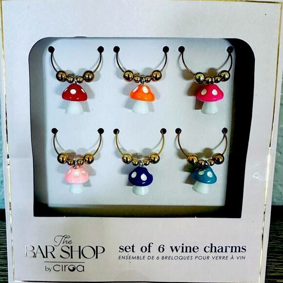 Mushroom Rainbow Multi Wine Glass Charms Set - Picture 1 of 2